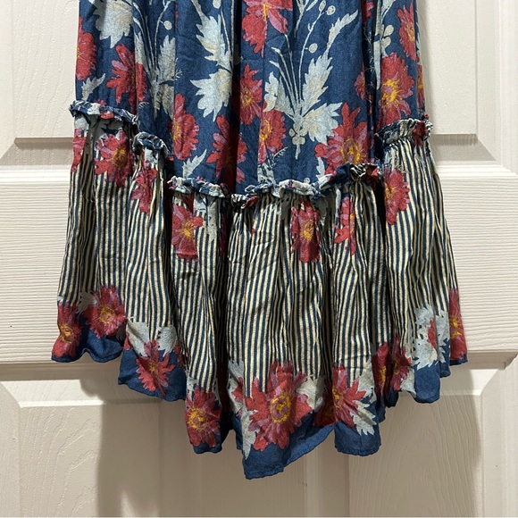 Free People! Intimately Blue Floral Bali Wild Slip Dress In Stellar Combo NWT! - Picture 7 of 12